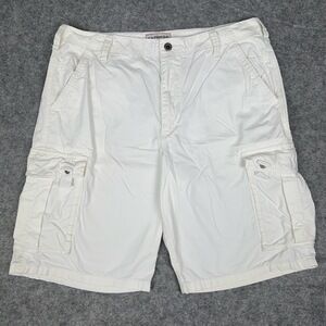 Express Shorts Mens 36 White Cargo Pockets Utility Baggy Skater Y2K Retro Cotton